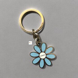 Coach Blue Daisy Flower Metal Keychain Key Ring